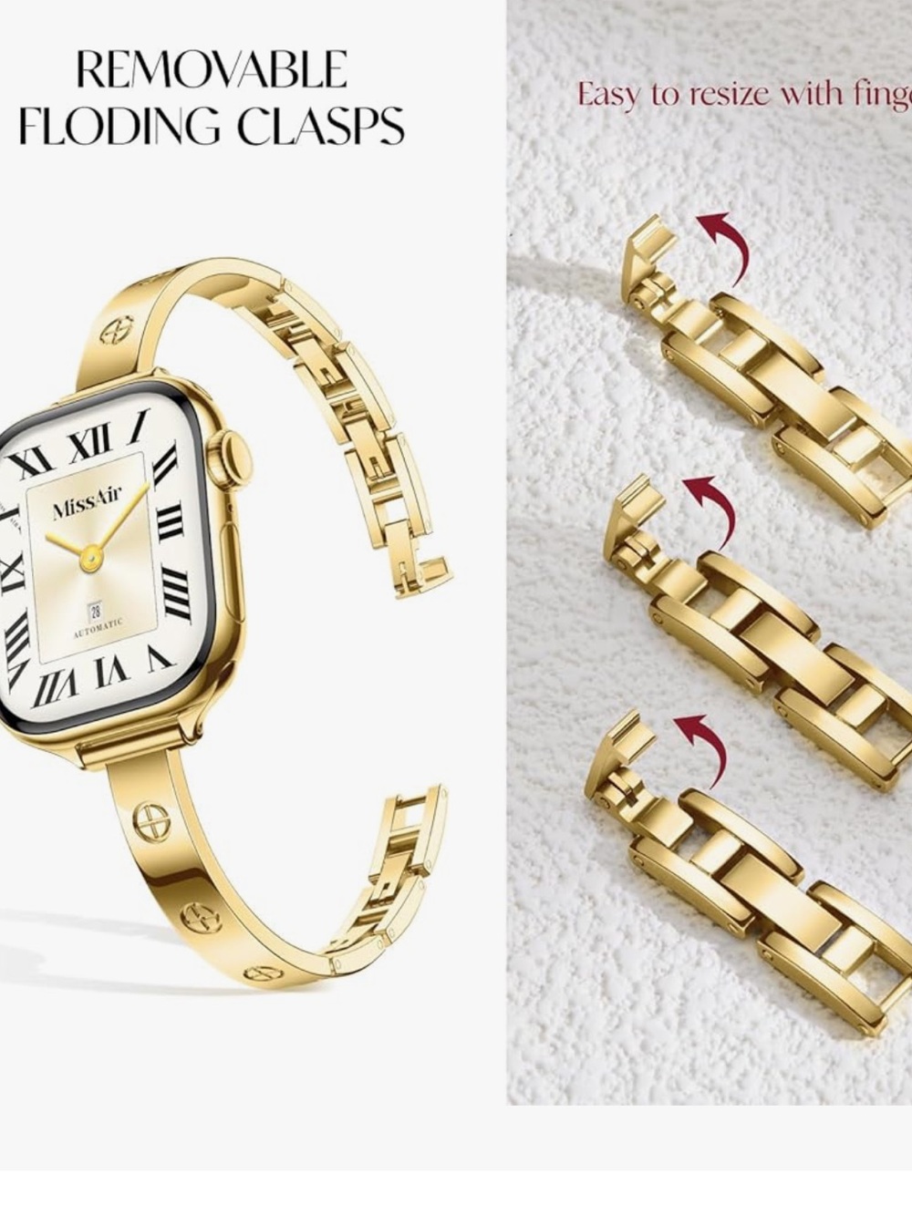 Gold Stainless Steel Slim Smartwatch Band - Picture 3 of 6